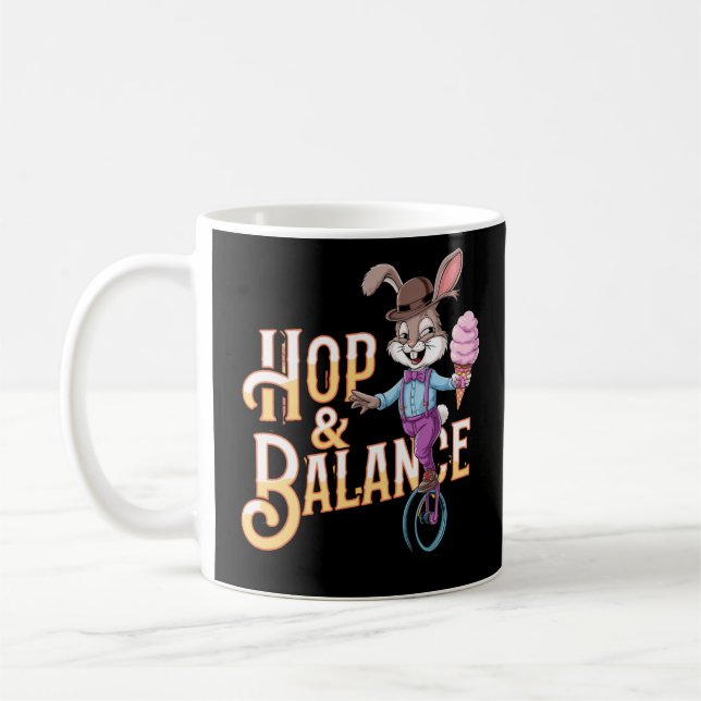 Caneca De Café Salto e Equilíbrio - Lei do Circo Bunny Unicycle (Esquerda)
