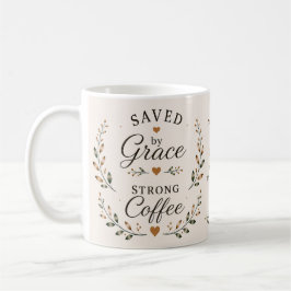 Caneca De Café Salva pela Graça, Café Forte | Café Baseado na Fé