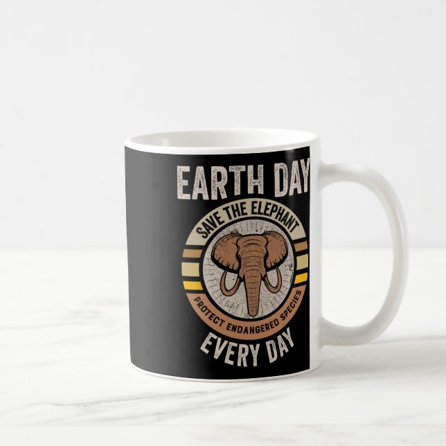 Caneca De Café Salvamento Do Dia Da Terra Do Elefante (Direita)