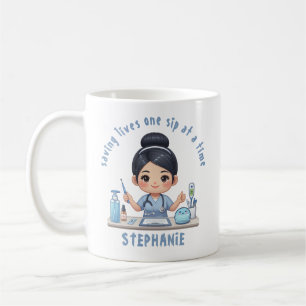 Caneca De Café Salvando vidas um passo de cada vez Enfermeira caf