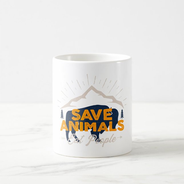 Caneca De Café Salvar Animais Coma Pessoas (Criador carregado)