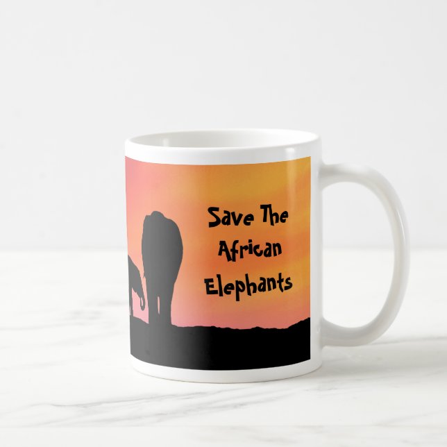 Caneca De Café Salvar os elefantes africanos (Direita)