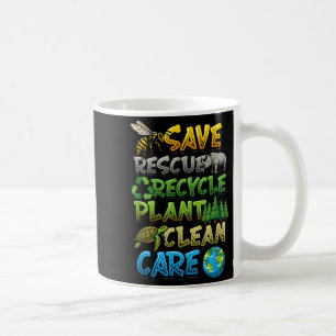 Caneca De Café Salvar resgatar reciclar planta limpa cuidar dia d