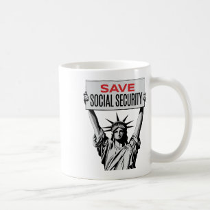 Caneca De Café Salvar Segurança Social - estátua Da Liberdade - R