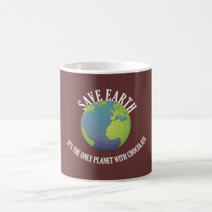 Caneca De Café salvar terra é o único planeta com chocolate