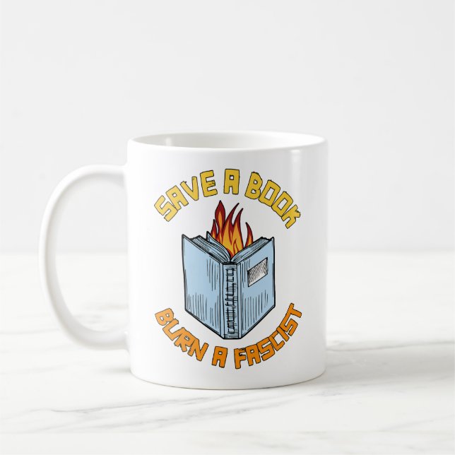 Caneca De Café Salvar um Livro Queimar um Fascista (Esquerda)