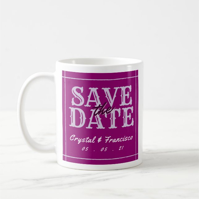 Caneca De Café Salve a Data Divertida Roxa (Esquerda)