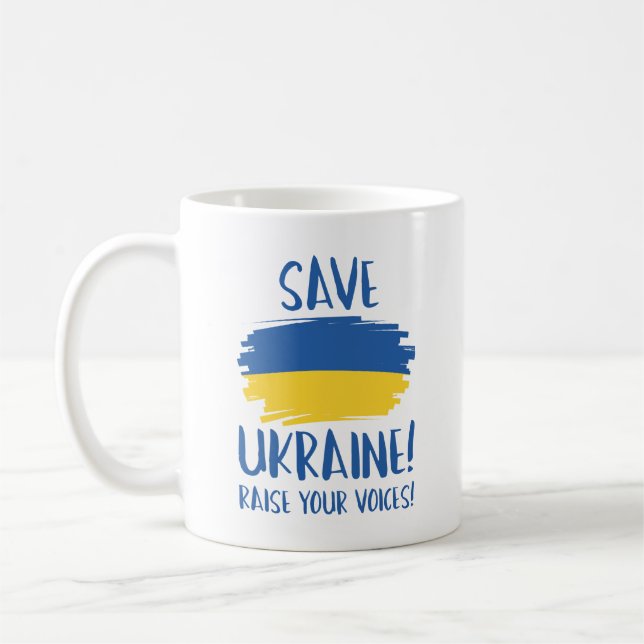 Caneca De Café Salve a Ucrânia Levante suas vozes (Esquerda)