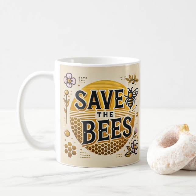 Caneca De Café Salve As Abelhas (Com Donut)