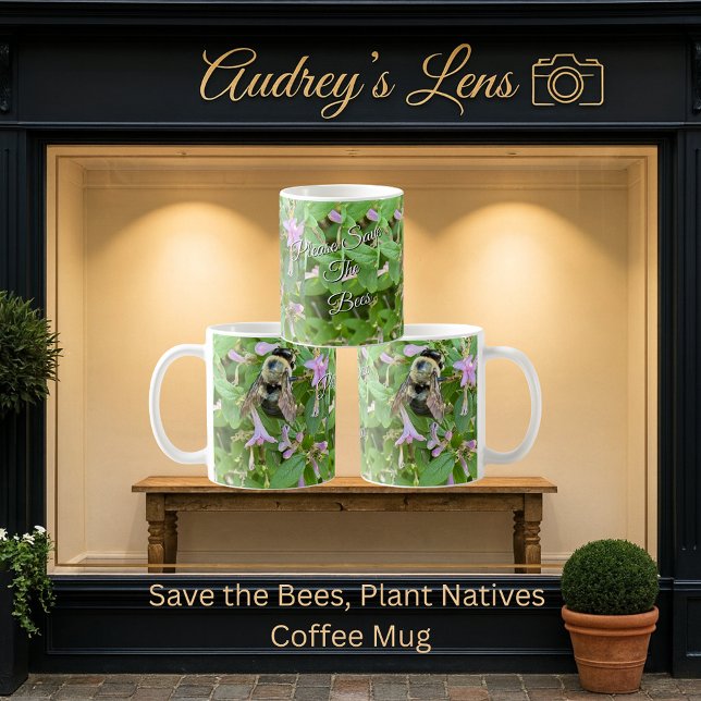 Caneca De Café Salve as Abelhas, Plante Nativas (Criador carregado)