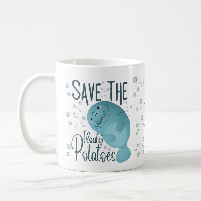 Caneca De Café Salve as batatas flutuantes manateiras engraçadas  (Esquerda)