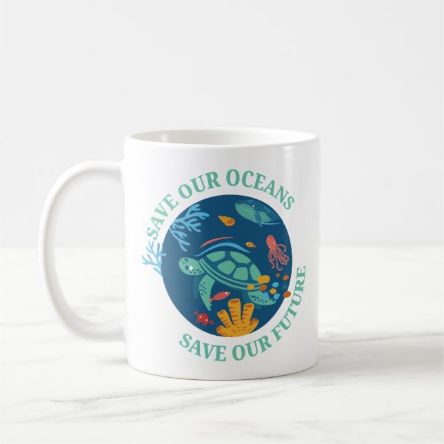 Caneca De Café Salve nossos oceanos e nossa tartaruga marinha do  (Esquerda)