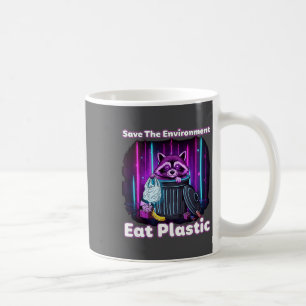 Caneca De Café Salve O Meio Ambiente Coma Plástico Guaxinim Diver