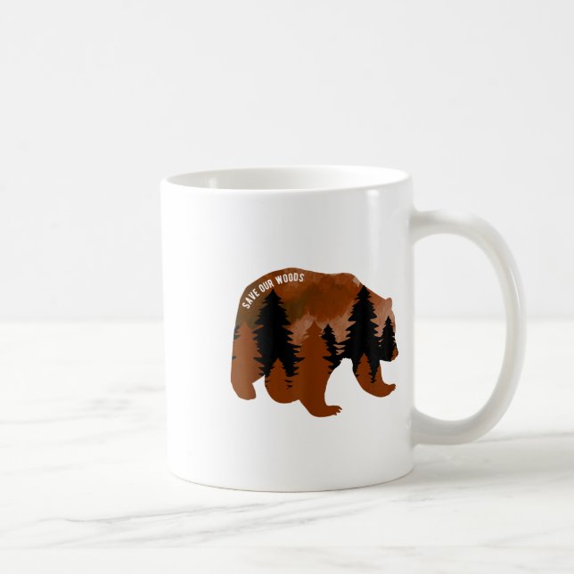 Caneca De Café Salve o nosso Urso de Proteção Ambiental das Flore (Direita)