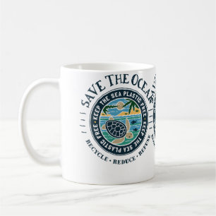 Caneca De Café Salve O Oceano Mantenha O Mar Livre De Plástico Ta