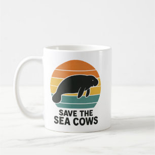 Caneca De Café Salve Os Peixes-Boi Retro Silhueta De Manatim Vint