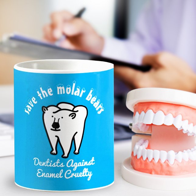 Caneca De Café Salve os Ursos Molares, Punny Dentist (Criador carregado)
