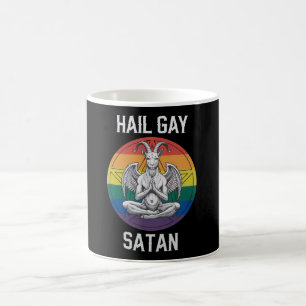 Caneca De Café Salve Satan Gay Engraçado Goth Gótico Bode LGBTQ