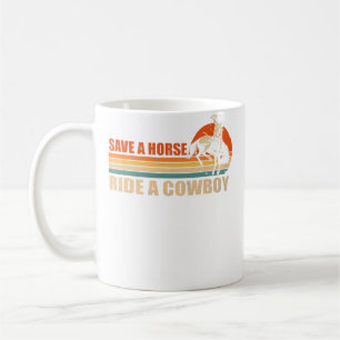 Caneca De Café Salve Um Cavalo Monte Um Cowboy Cavalgando