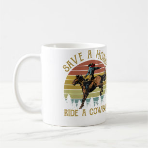 Caneca De Café Salve Um Cavalo Monte Um Cowboy Cavalgando Cavalo