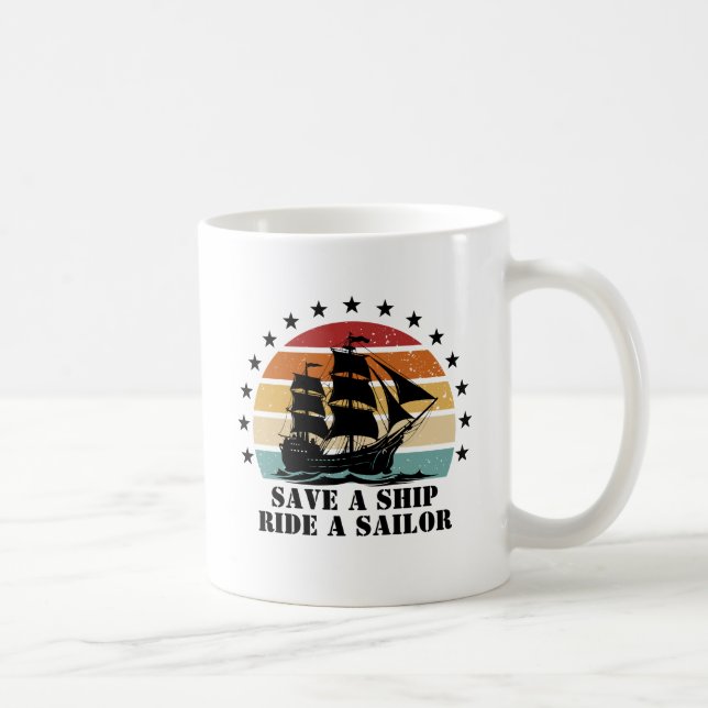 Caneca De Café Salve uma nave, navegue um marinheiro (Direita)