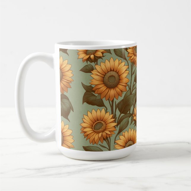 Caneca De Café Sálvia e Girassóis II (Esquerda)