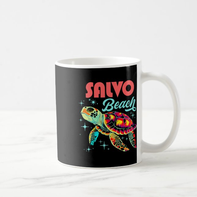 Caneca De Café Salvo Beach Nc Artístico Sea Turtle Retro (Direita)