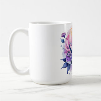 Caneca De Café Salvo pela Graça – Design Floral Cristão Elegante