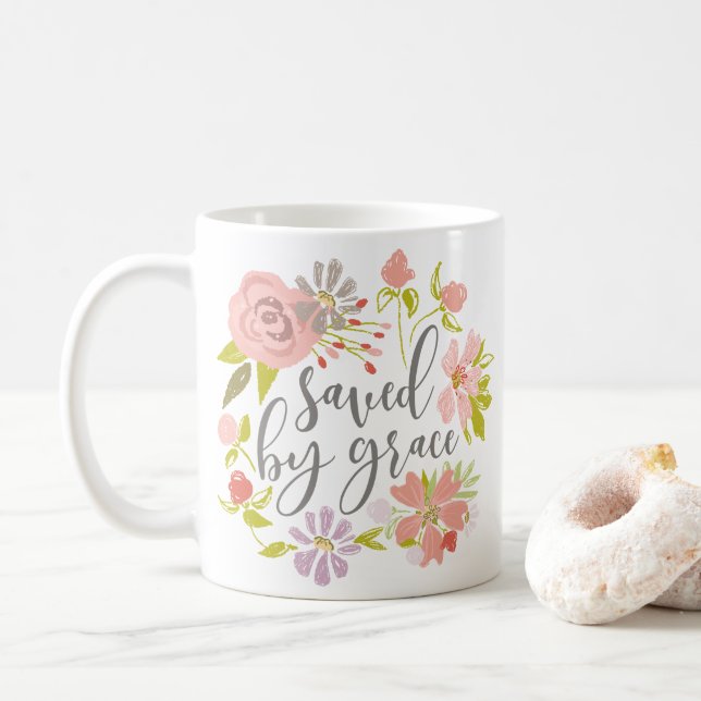 Caneca De Café Salvo por Grace - Efesianos 2:8 (Com Donut)