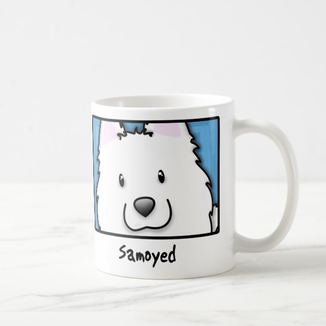 Caneca De Café Samoyed quadrado dos desenhos animados (Direita)