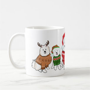 Caneca De Café Samoyeds em Suéteres de Natal