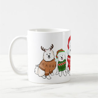 Caneca De Café Samoyeds em Suéteres de Natal
