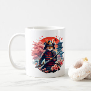 Caneca De Café Samurai Cat Graphic Warrior Vintage Anime Japonês