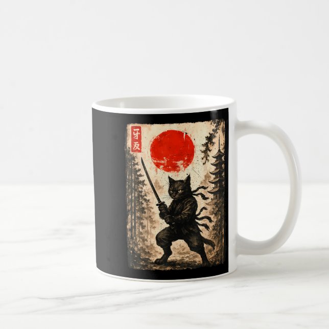 Caneca De Café Samurai Cat Japanese Mens Boys Kids Graphic Anime  (Direita)