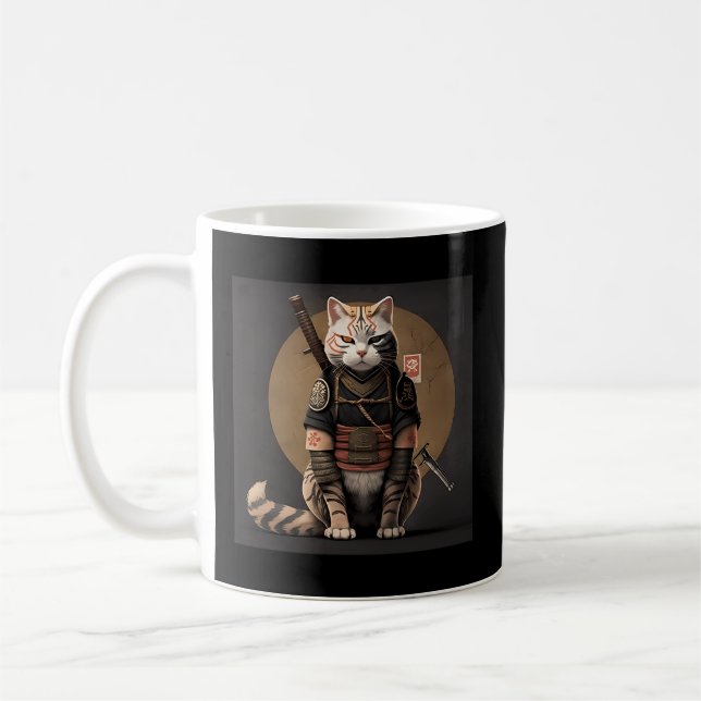 Caneca De Café Samurai Cat Japonês (Esquerda)