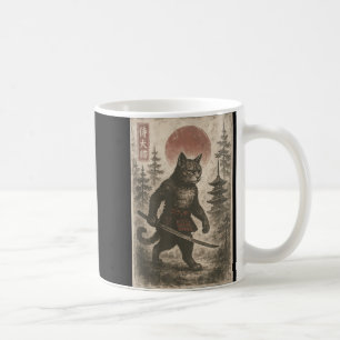 Caneca De Café Samurai Cat Japonês Vintage Graphic Ukiyo-e Art F