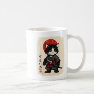 Caneca De Café Samurai Cat Japonês Vintage Kawaii Cats Engraçados