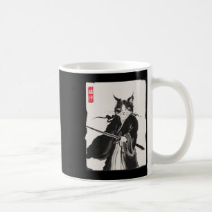 Caneca De Café Samurai Cat Warrior Ink Art Engraçado Estilo Japon