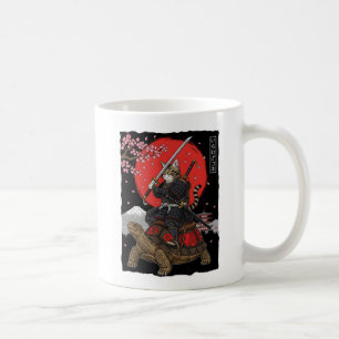 Caneca De Café Samurai Gato Japonês Montado em Tartaruga Blindada