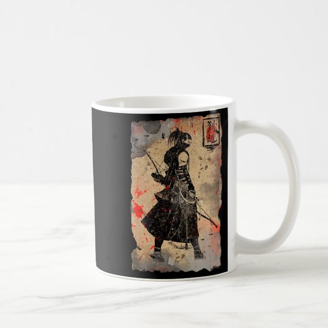 Caneca De Café Samurai Japanese Retro Art Print Bushido Premium T (Direita)