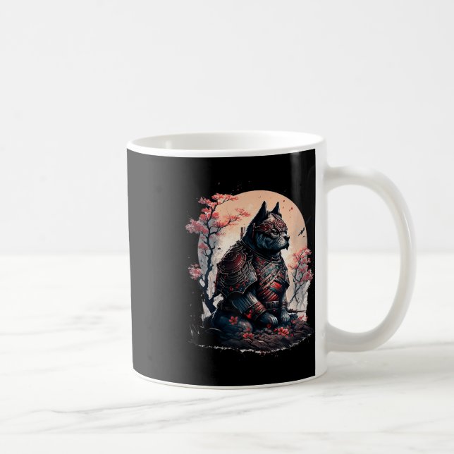 Caneca De Café Samurai Ninja Cachorro Japonês Tatuagem Gráfica Pa (Direita)