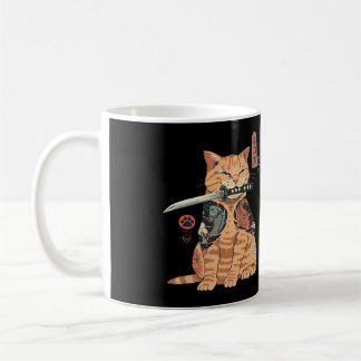 Caneca De Café Samurai Ninja Cat Kawaii Tattoo Graphic