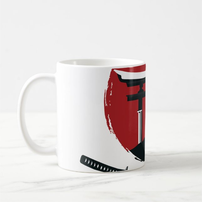 Caneca De Café Samurai Sword: Torii Gate Cartoon (Esquerda)