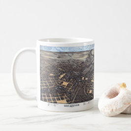 Caneca De Café San Antonio, Texas, Mapa da Cidade Aérea Antiquada