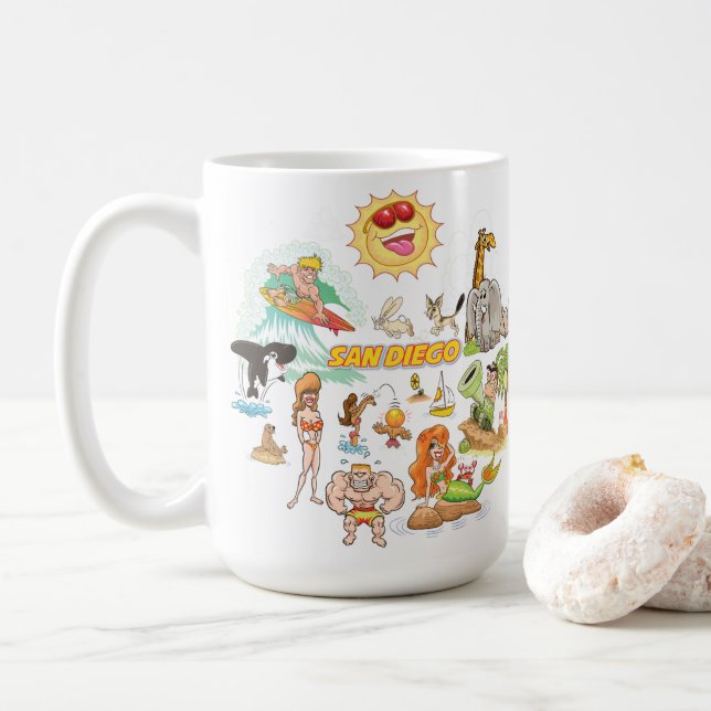 Caneca De Café San Diego California White (Com Donut)
