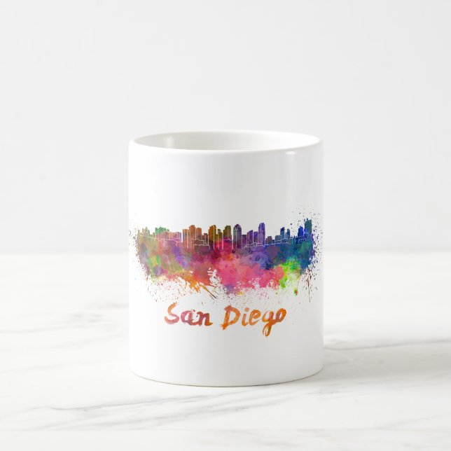 Caneca De Café San Diego skyline in watercolor (Centro)