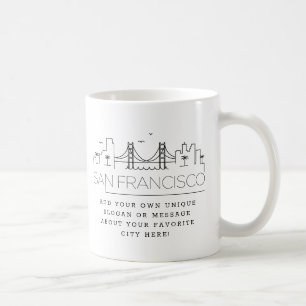 Caneca De Café San Francisco Stylized Skyline   Slogan Personaliz