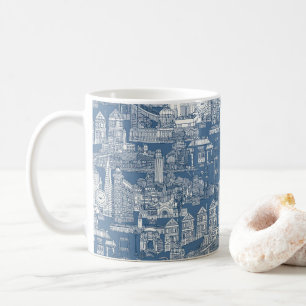 Caneca De Café San Francisco toile de denim cobalto