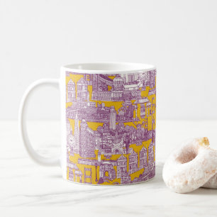 Caneca De Café San Francisco toile roxo amarelo
