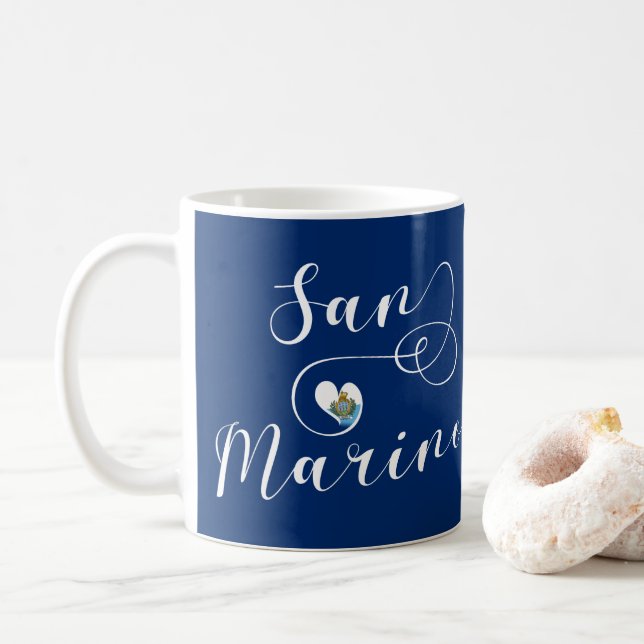 Caneca De Café San Marinio Flag Heart (Com Donut)